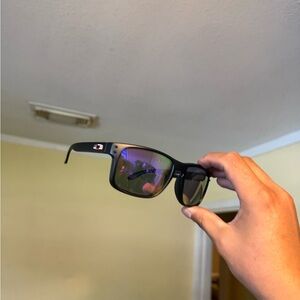Matte Black Sport Sunglasses with Green Mirrored Lenses Oakleys purple Oakley